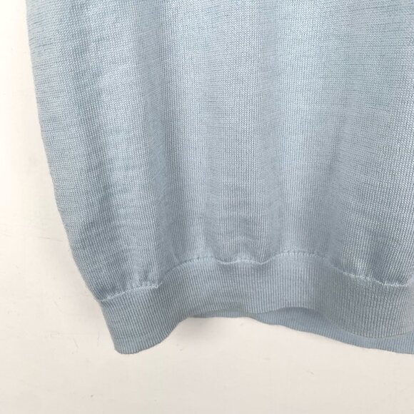 Burberry Light Blue Wool Round Neck Short Sleeve Knit Sweater M - Picture 5 of 7